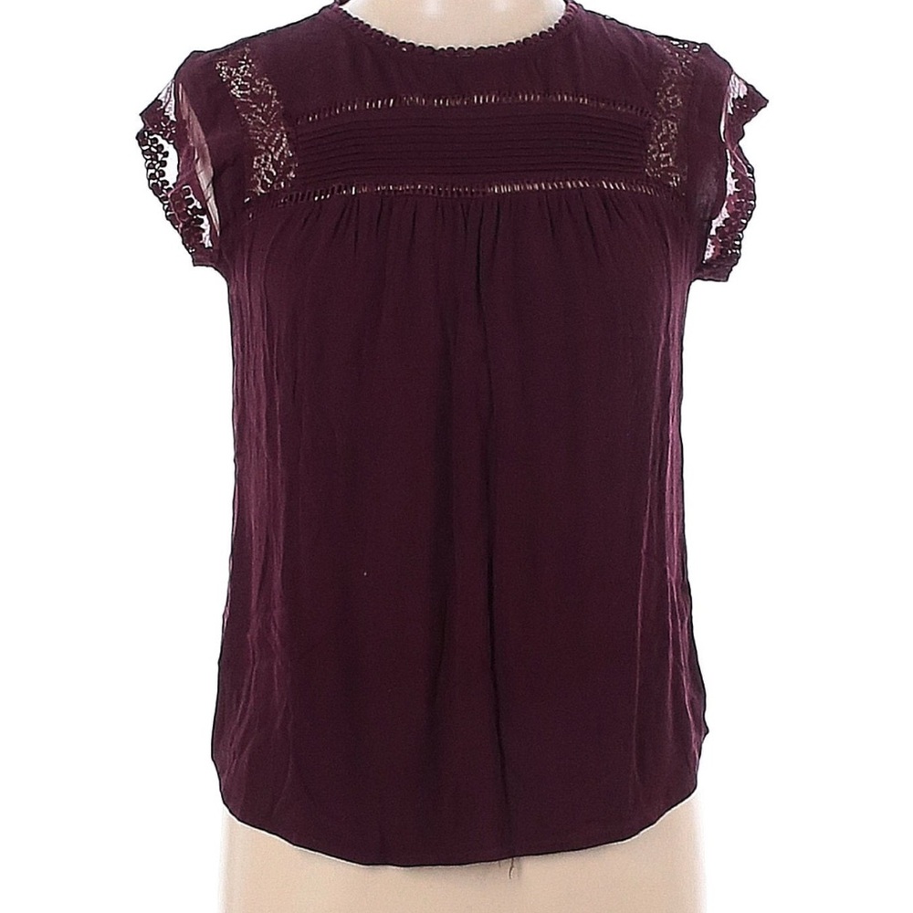 Daniel Rainn Red Ruffled Bib Collar Blouse